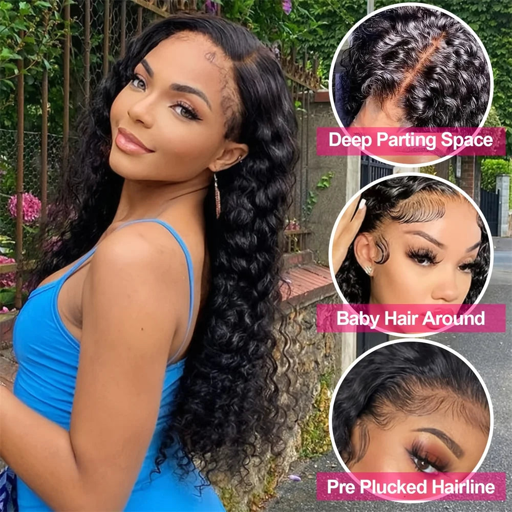 30 40 Inch 13x6 Hd Lace Frontal Wig Water Deep Wave Human Hair Wigs