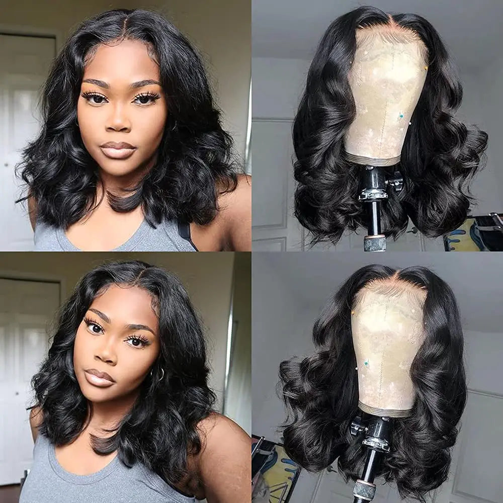 13x4 Lace Frontal Wig Human Hair Short Bob Wig Body Wave 4x4 HD Lace Front Closure Wig