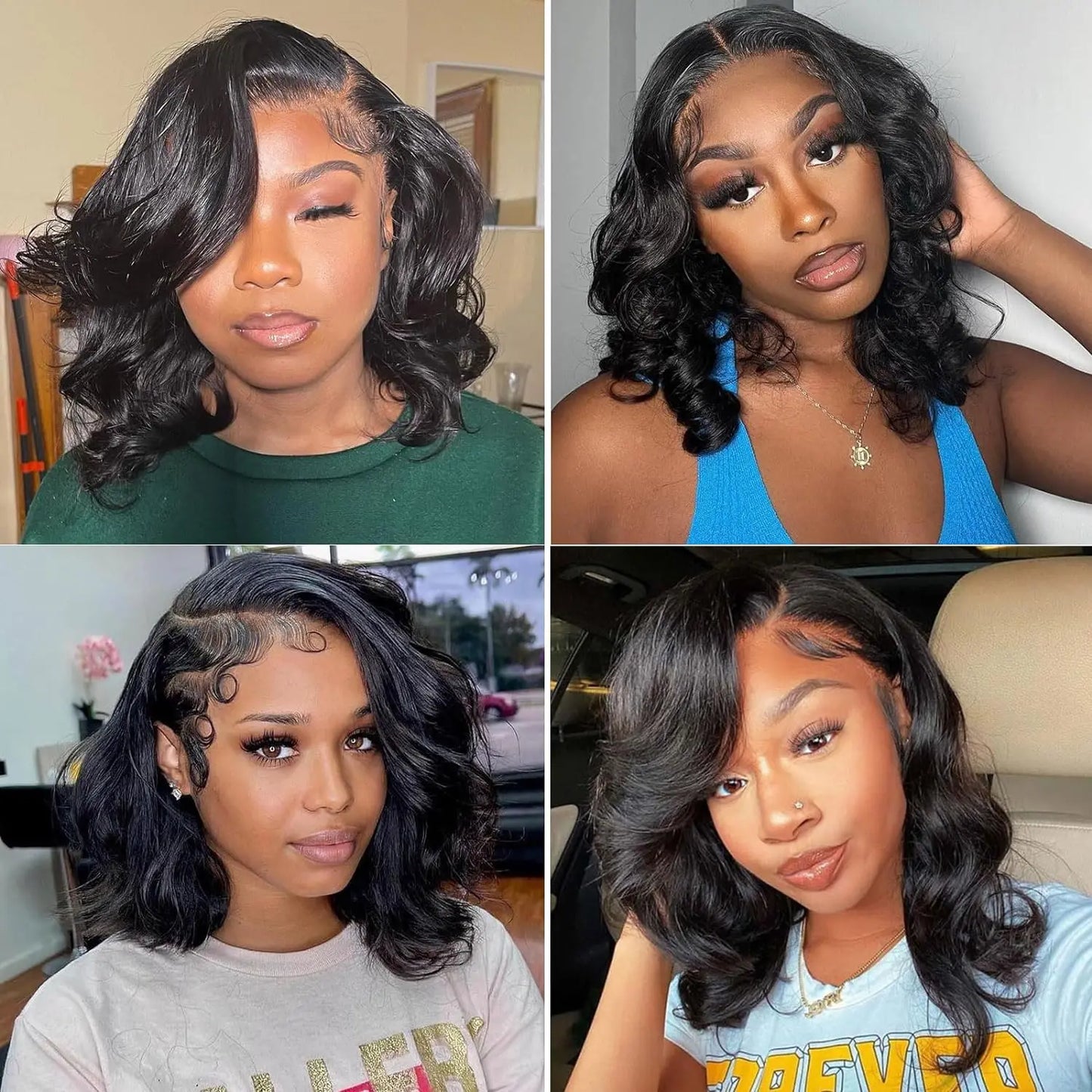 13x4 Lace Frontal Wig Human Hair Short Bob Wig Body Wave 4x4 HD Lace Front Closure Wig