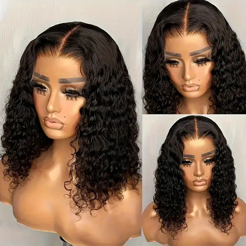 Deep Curly Wave Short Bob Wigs Brazilian 100% Human Hair 13x4 Lace Front Wigs