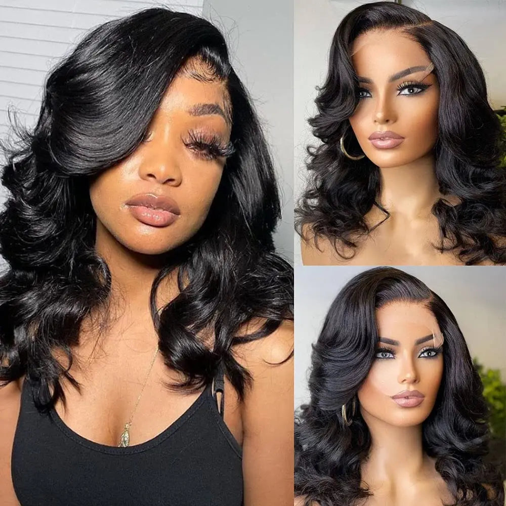 13x4 Lace Frontal Wig Human Hair Short Bob Wig Body Wave 4x4 HD Lace Front Closure Wig