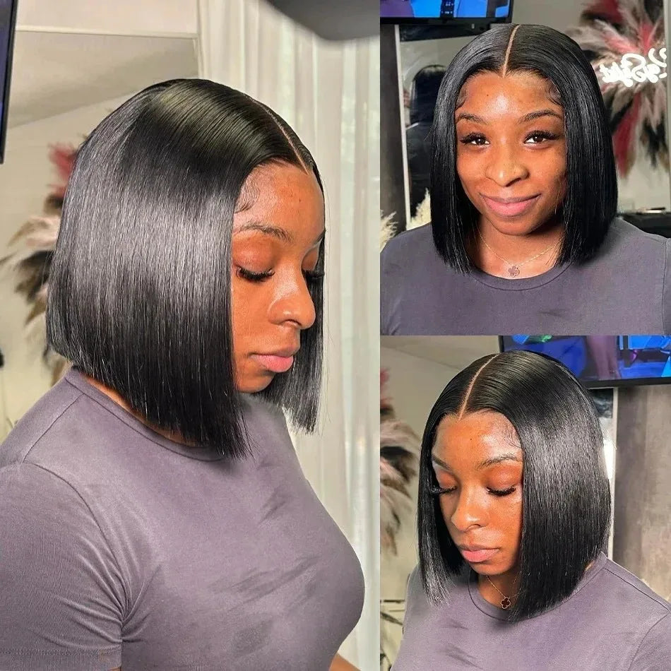 Bone Straight 13x6 HD Lace Front Bob Wig Human Hair 14x4 Transparent Lace Frontal Raw Hair Wigs