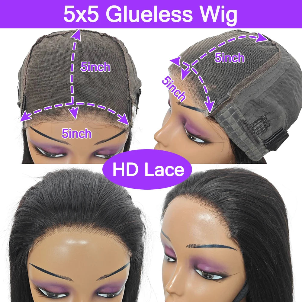 Lace Frontal Wig 100% Human Hair Glueless Wig Ready To Wear 4x4 Closure Wig