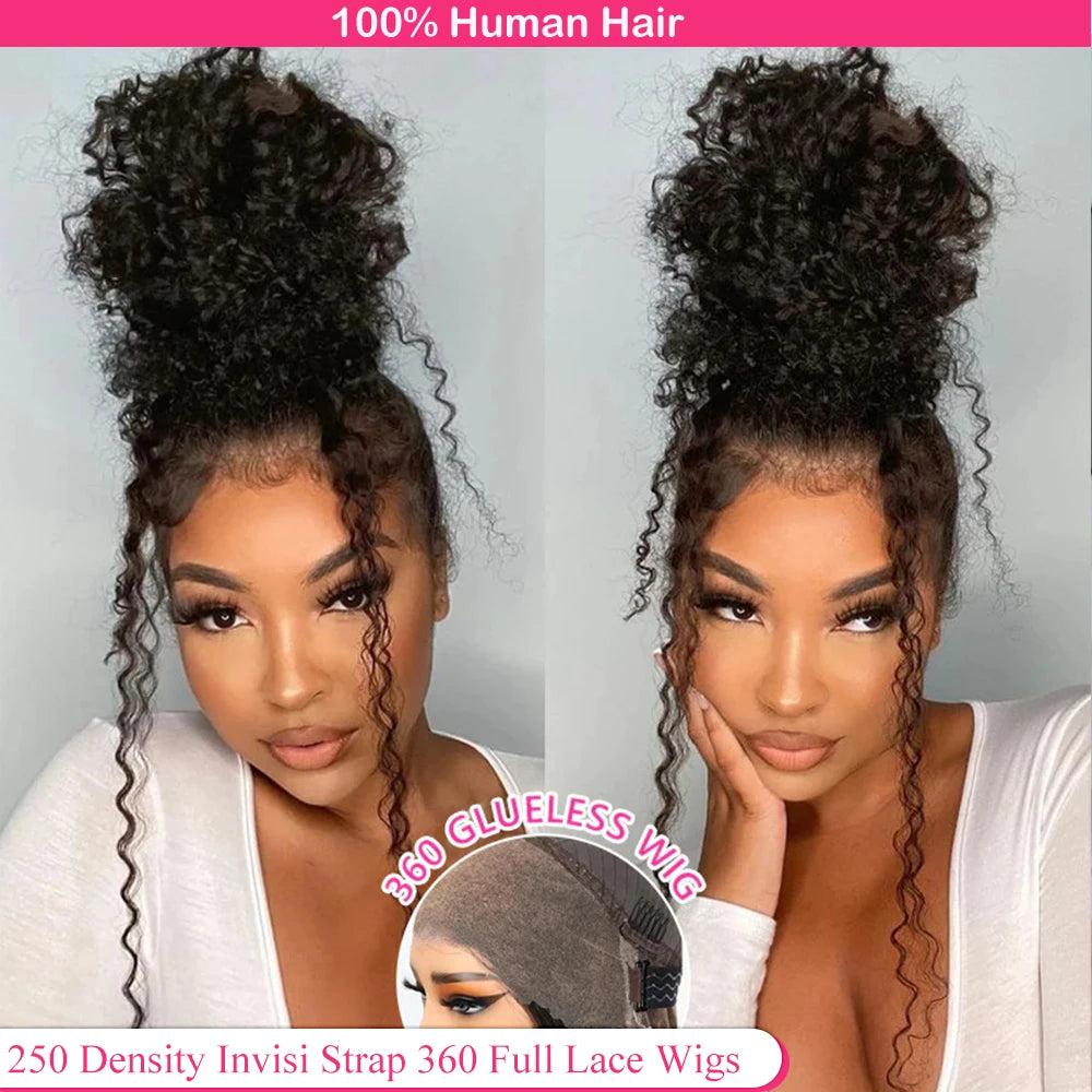 Lace Frontal Wigs Human Hair Wigs Preplucked Deep Curly Glueless Wig