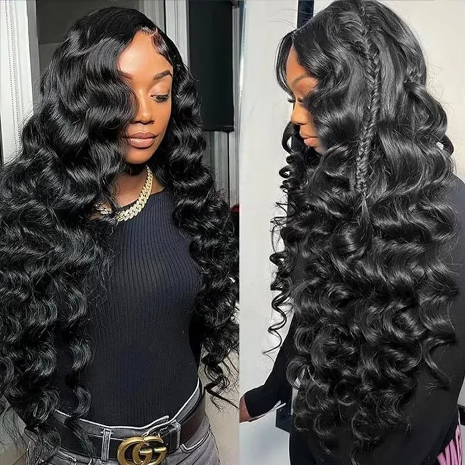 Loose Nature Wave Lace Front Human Hair Wigs Transparent 30 34 Inch 13x4 Deep Water Wave Lace Frontal Wig