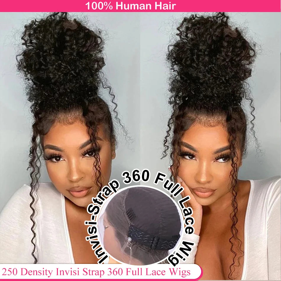 Lace Frontal Wigs Human Hair Wigs Preplucked Deep Curly Glueless Wig