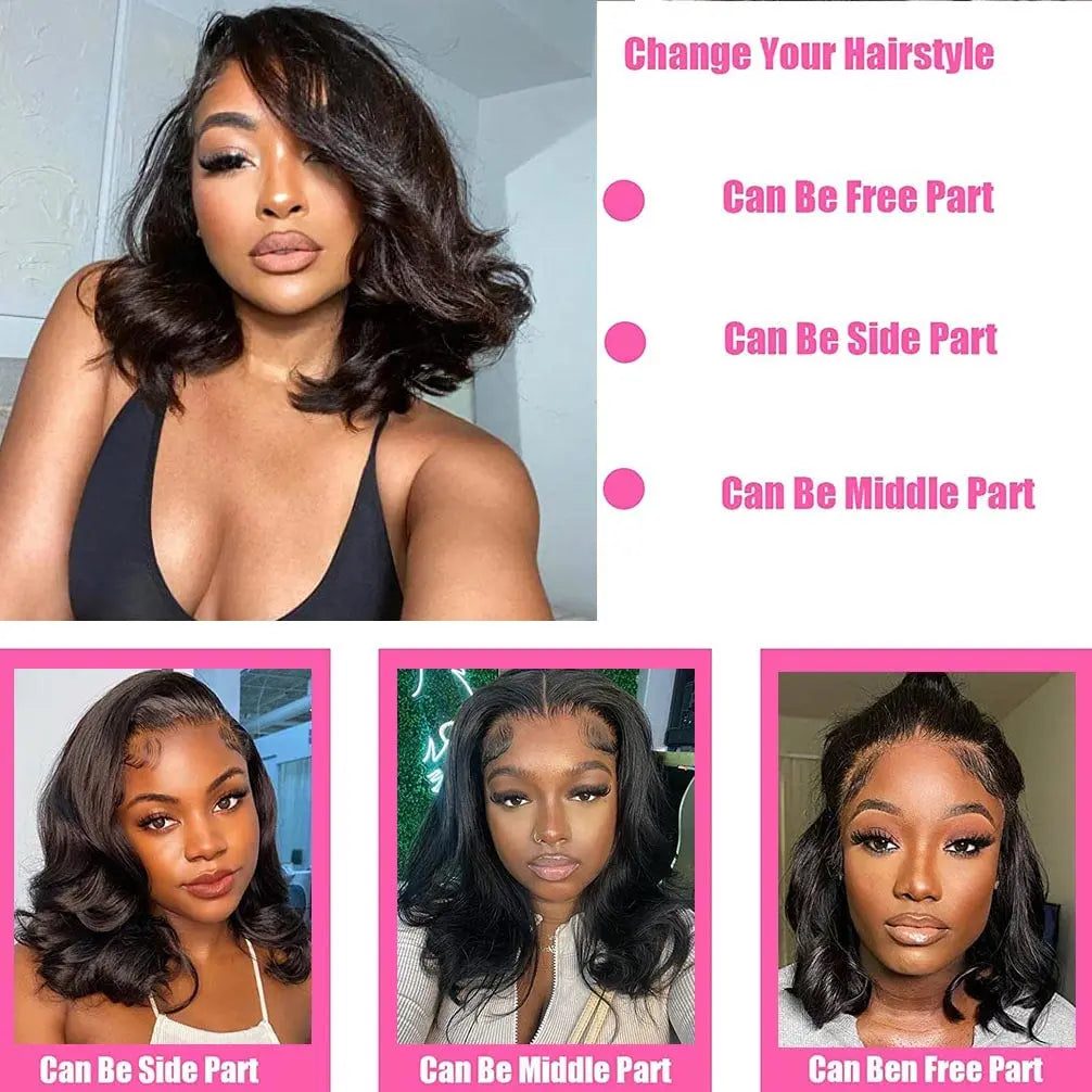 13x4 Lace Frontal Wig Human Hair Short Bob Wig Body Wave 4x4 HD Lace Front Closure Wig