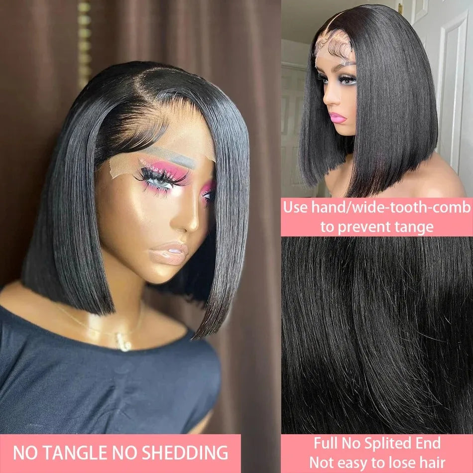 Bone Straight HD Lace Wig 13X6 Human Hair Bob 6x6 Closure Glueless Wigs