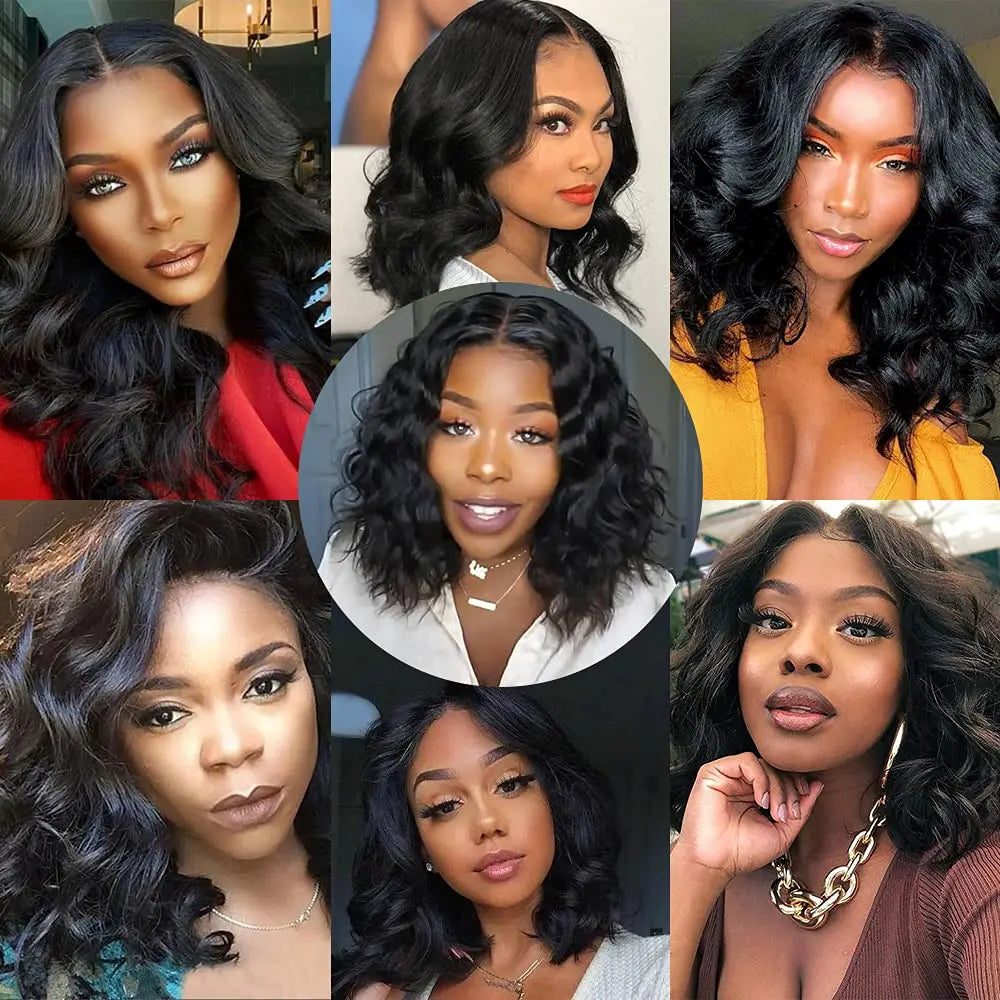 13x4 Lace Frontal Wig Human Hair Short Bob Wig Body Wave 4x4 HD Lace Front Closure Wig