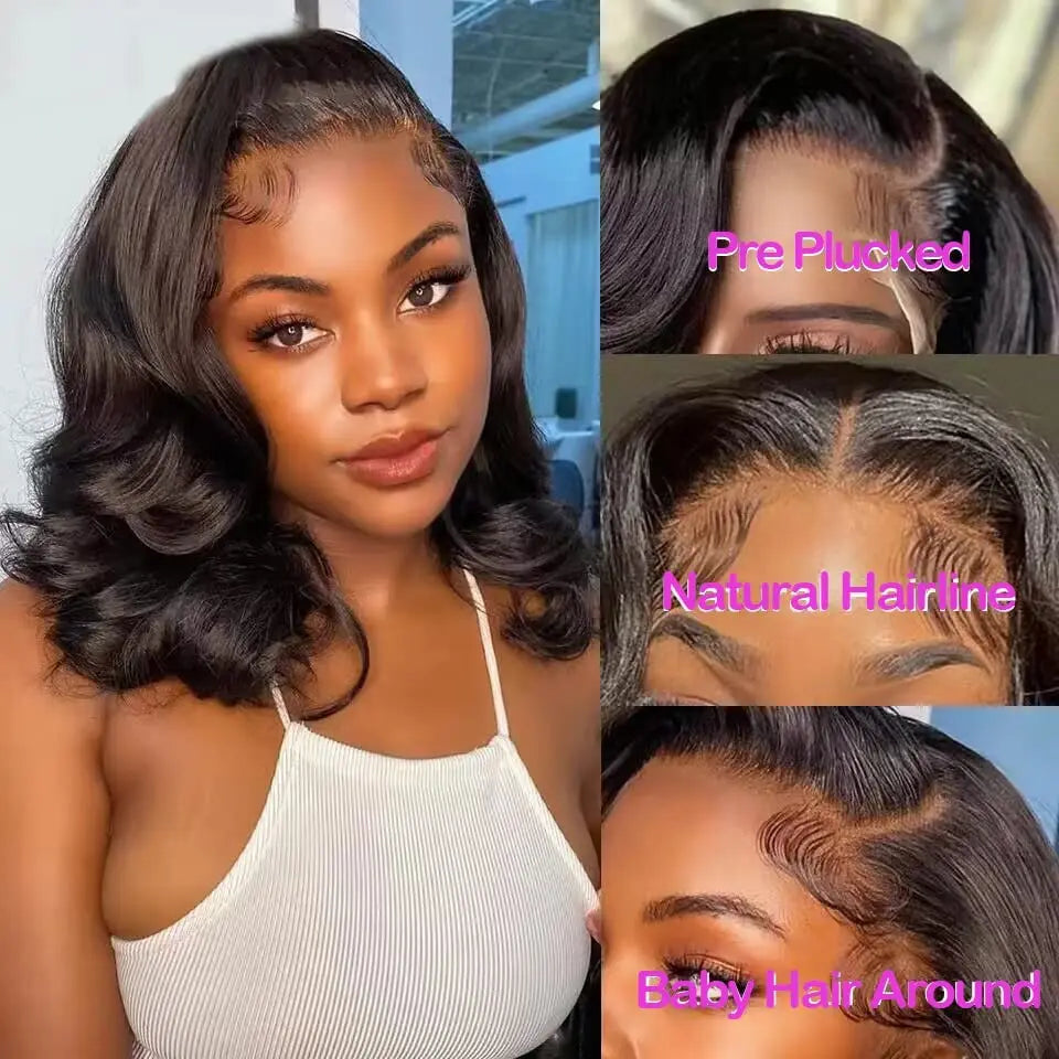 13x4 Lace Frontal Wig Human Hair Short Bob Wig Body Wave 4x4 HD Lace Front Closure Wig