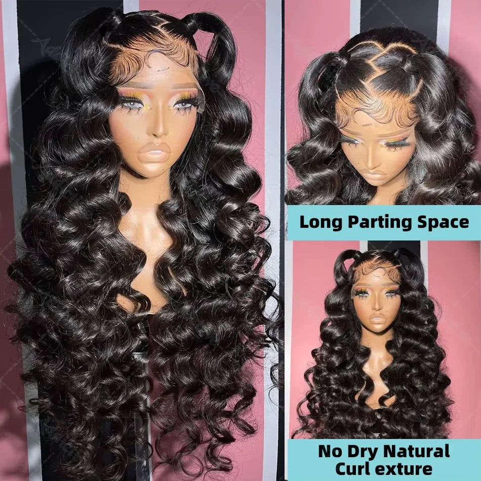 Loose Nature Wave Lace Front Human Hair Wigs Transparent 30 34 Inch 13x4 Deep Water Wave Lace Frontal Wig