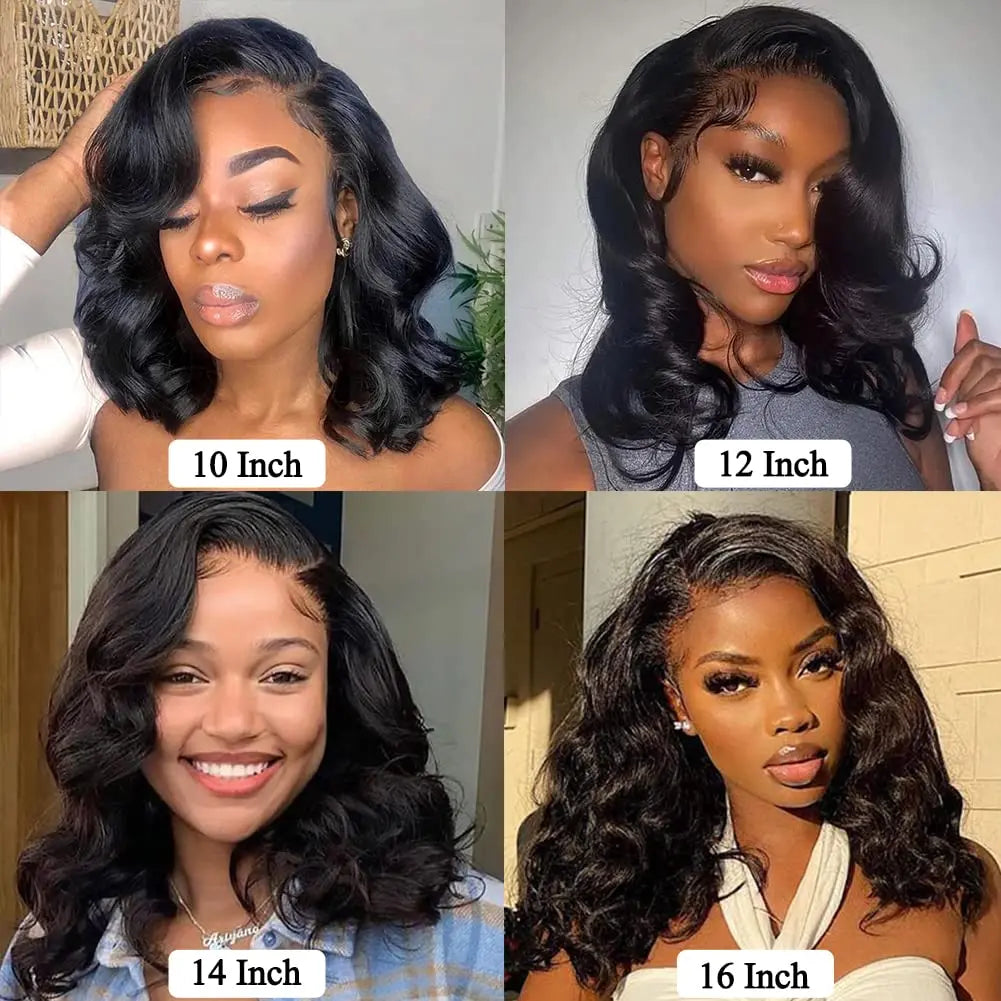 13x4 Lace Frontal Wig Human Hair Short Bob Wig Body Wave 4x4 HD Lace Front Closure Wig