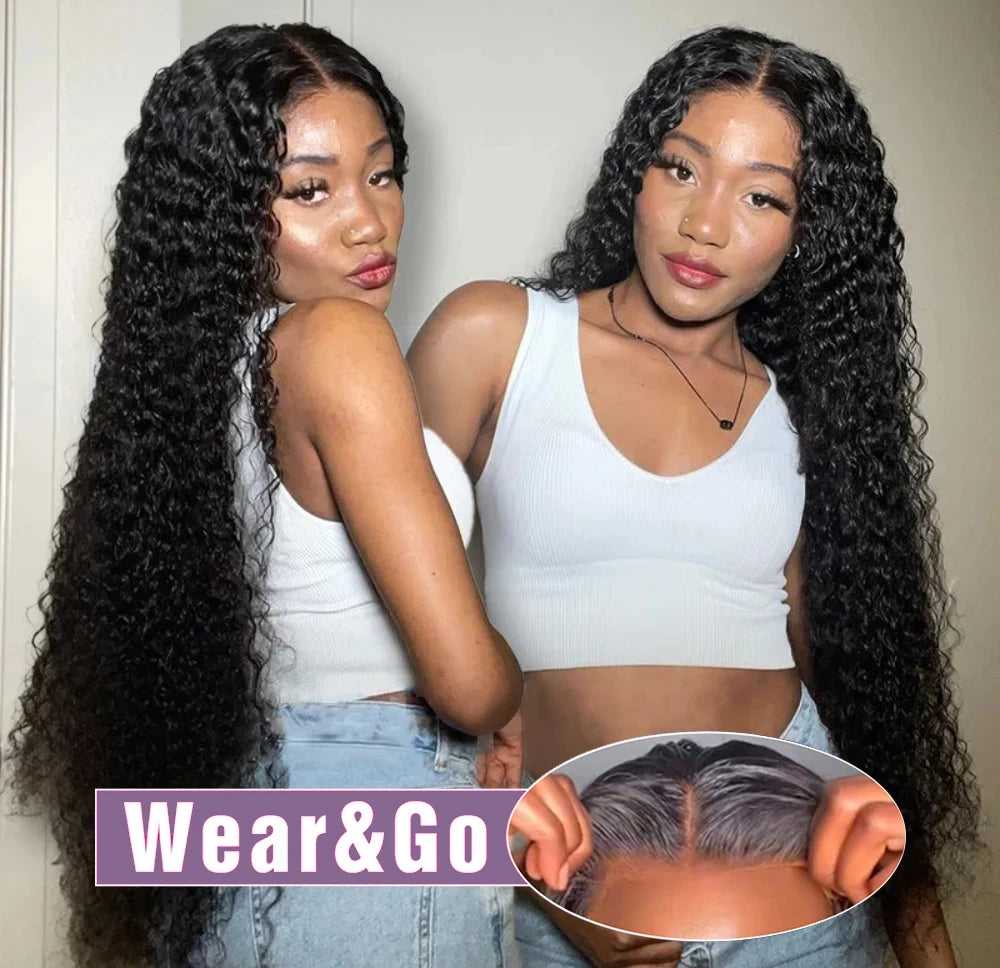 Pre Cut Glueless Human Hair Wig 13x4 Curly 250% Front Wig 7x5 Water Wave Lace Closure Wig