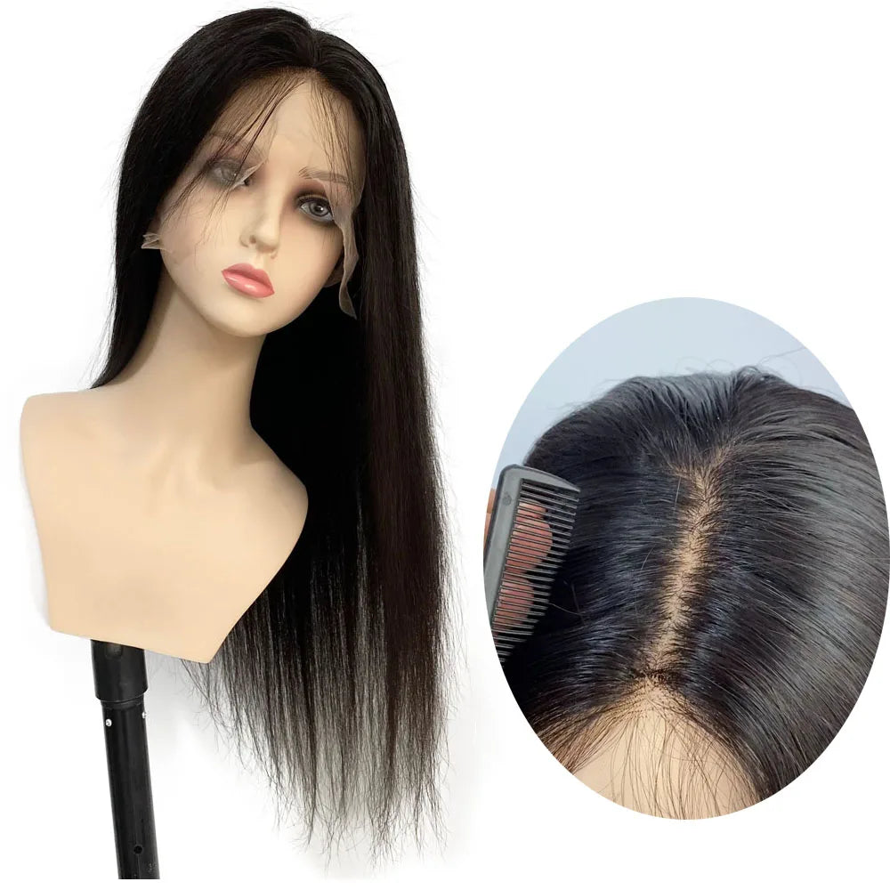 Soft Silk Base Full Lace Wig Straight Brazilian Remy Human Hair Glueless Transparent Lace Wig