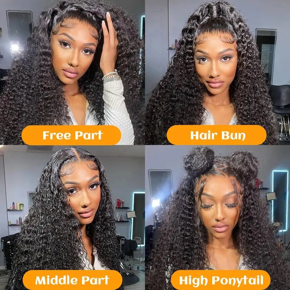 Deep Wave 36 38  Inch 13x4  HD Lace Frontal Human Hair Wig Brazilian Curly Wigs For Women