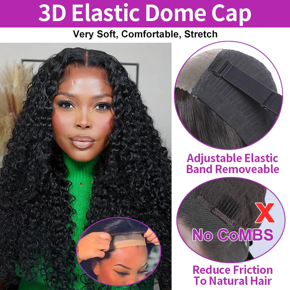 Water Wave Glueless Wig Ready to Wear PrePlucked 13X6 Deep Wave HD Lace Frontal Wig