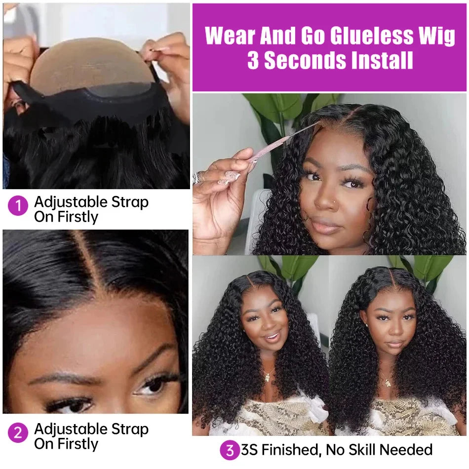 Water Wave Glueless Wig Ready to Wear PrePlucked 13X6 Deep Wave HD Lace Frontal Wig