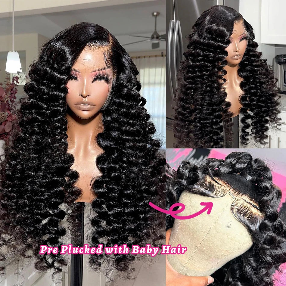 Loose Wave 13x6 Lace Front Human Hair Wig 30 40 Inches Brazilian Water Deep Wave Wigs