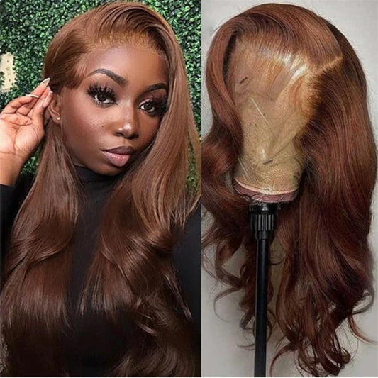 Chocolate Brown Body Wave 13x4 HD Lace Front Human Hair Wigs