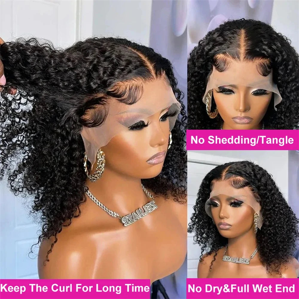 Brazilian Short Bob 100% Human Hair 13x4 Lace Frontal Human Hair Deep Wave 13x4 Lace Front Curly 4x4 Lace Closure Wigs