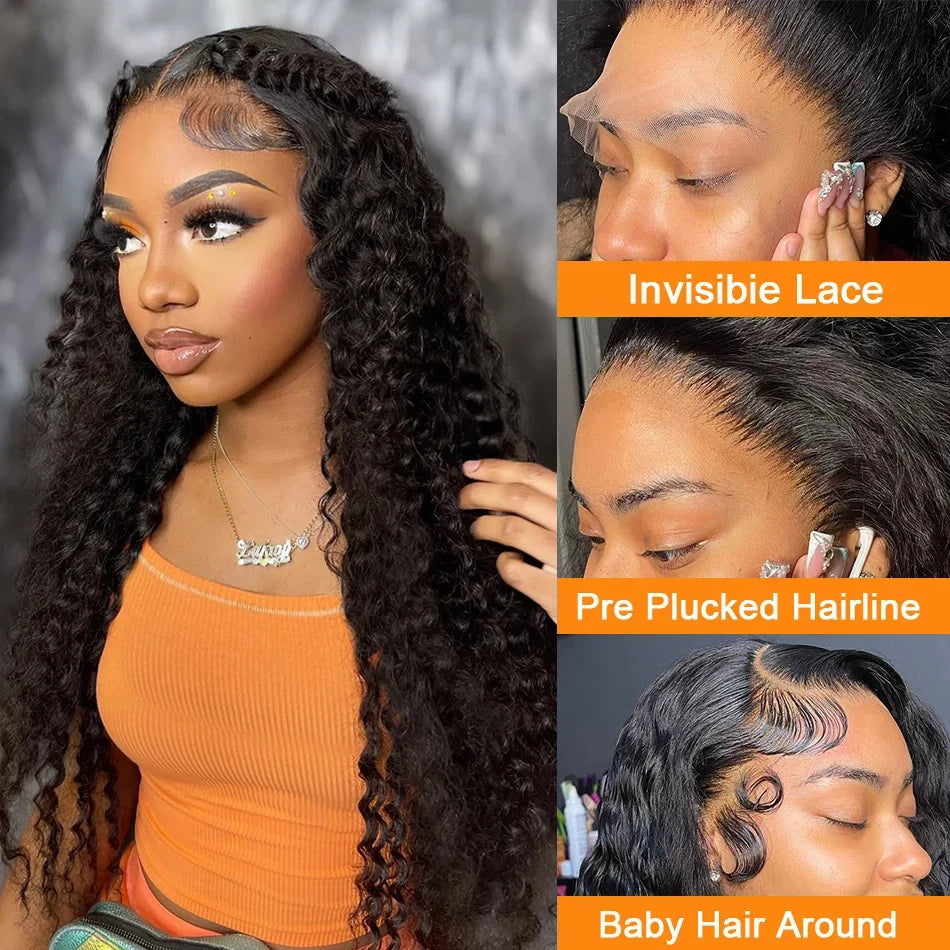 13x6 HD Deep Wave Lace Frontal Wigs 13x4 Water Wave Curly 100% Human Hair 5x5 Glueless Lace Front Wig