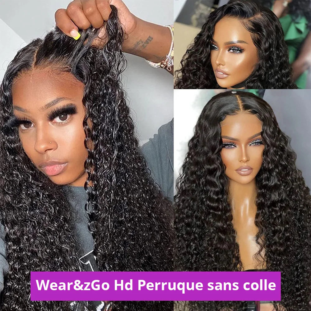 Water Wave Glueless Wig Ready to Wear PrePlucked 13X6 Deep Wave HD Lace Frontal Wig