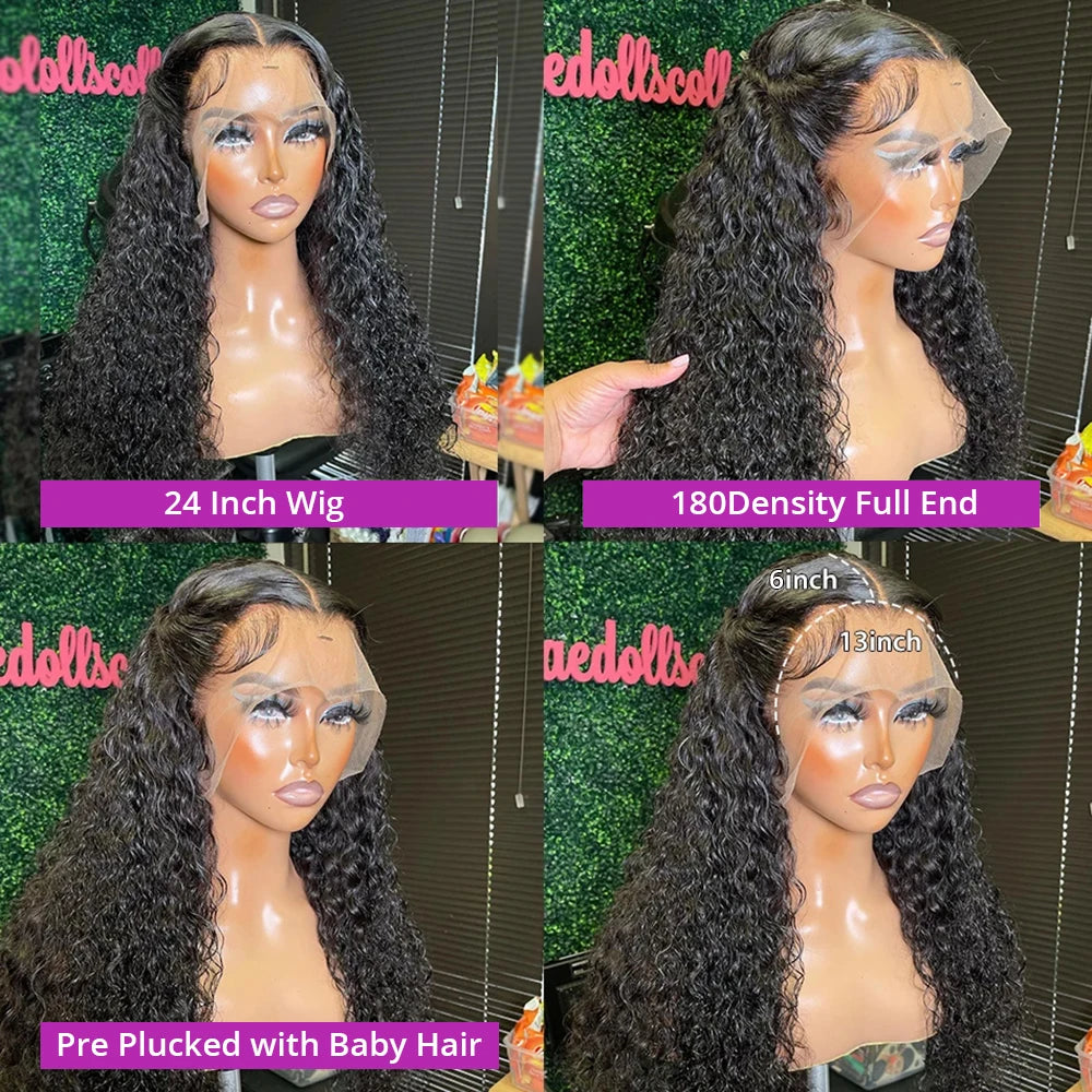 Deep Wave 13x6 HD Lace Front Human Hair Wig Loose Water Curly 13x4 Lace Frontal Wig