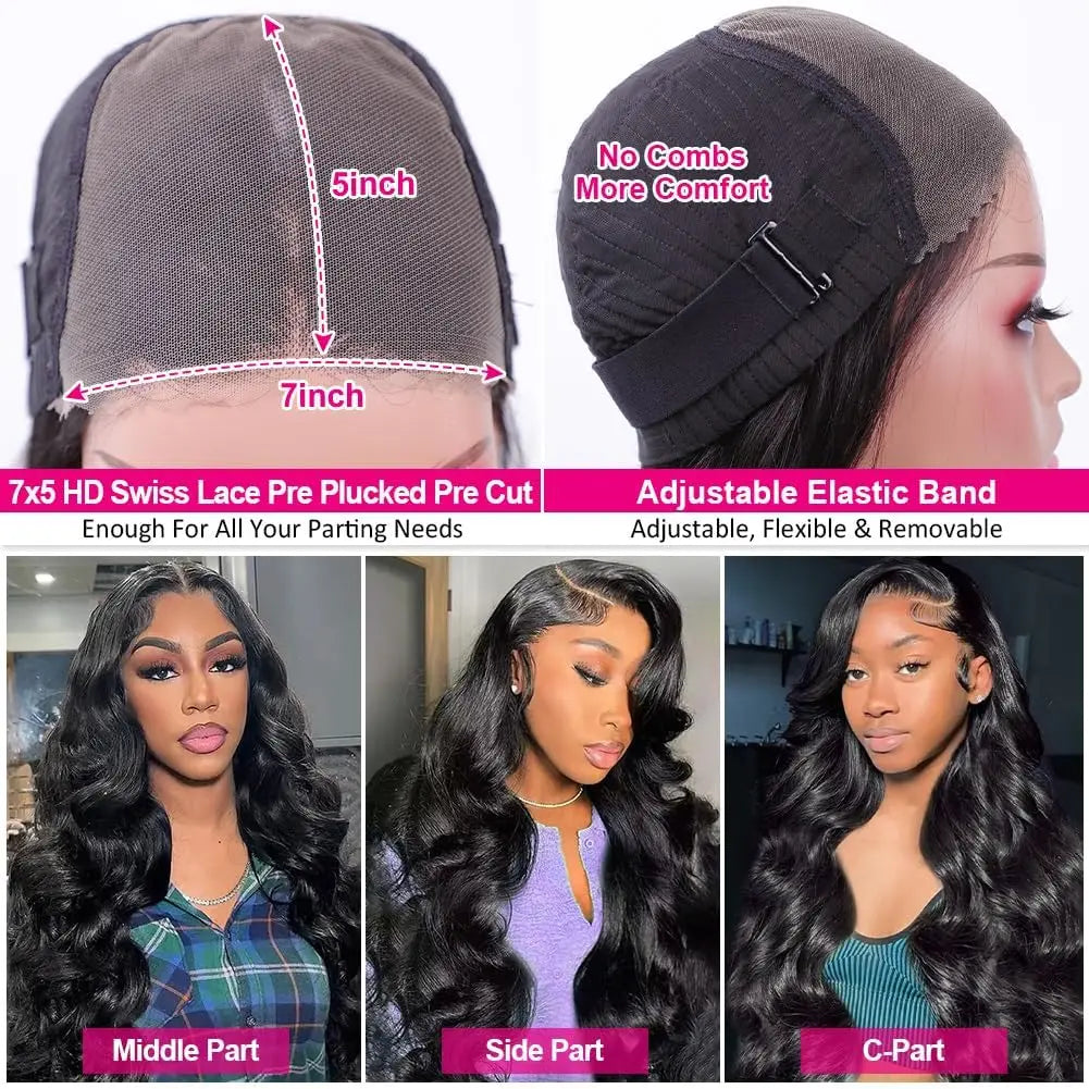 HD Lace Closure Wig Pre Plucked Pre Cut Human Hair Wigs