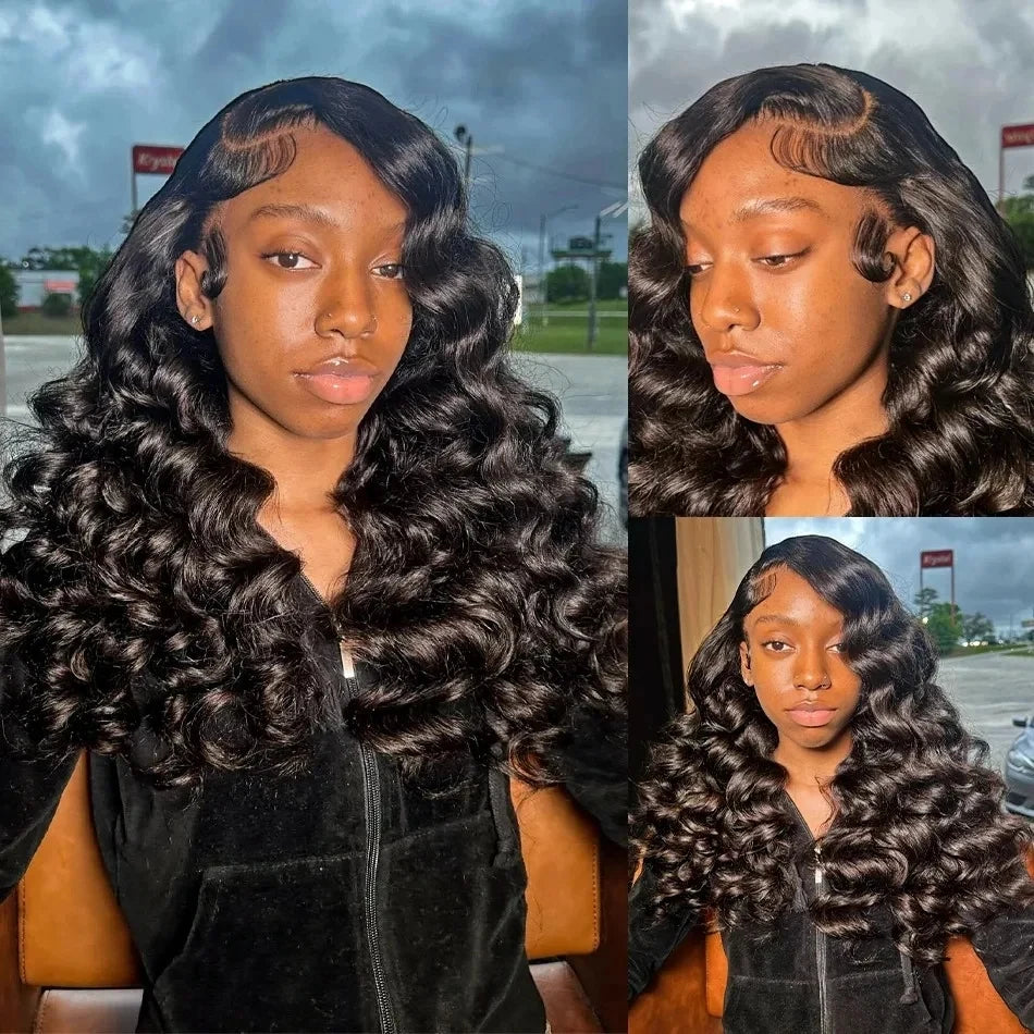 Loose Deep Wave 13x6 HD Transparent Lace Frontal Human Hair Wig