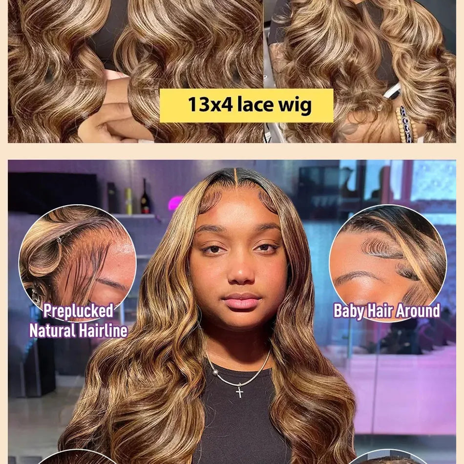 Hd Lace Frontal Wig Blonde 5x5 closure Body Wave 13x4 Front Human Hair Wigs