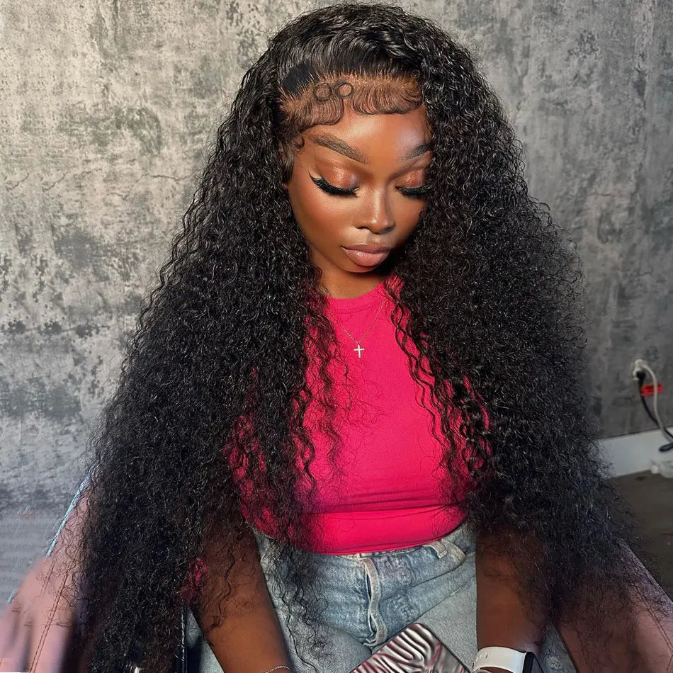 40 Inch Curly Lace Front Human Hair Wigs For Black Women Pre Plucked Brazilian Hair 13x4 Deep Wave Frontal Wig