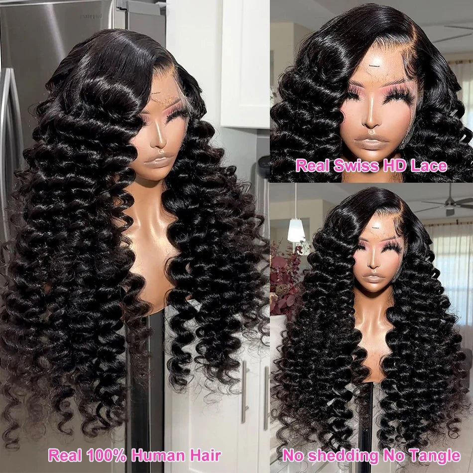 Loose Deep Wave 13x6 HD Transparent Lace Frontal Human Hair Wig