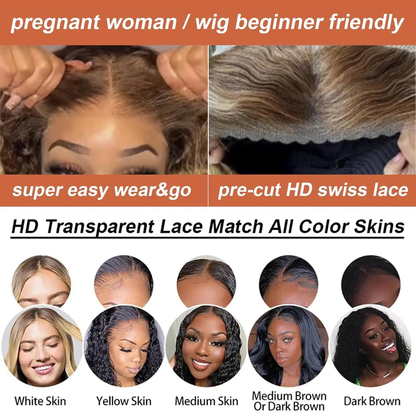 HD Lace Closure Wig Pre Plucked Pre Cut Human Hair Wigs