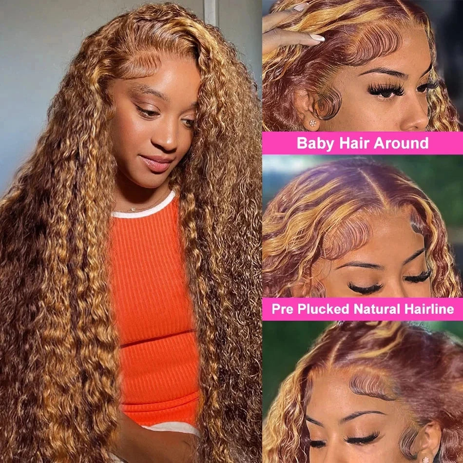 Human Hair Honey Blonde 13x4 Lace Front Deep Wave 13x6 Hd Lace Frontal Wig Brazilian For Women