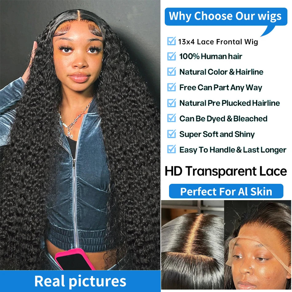 Deep Wave 13x6 HD Lace Frontal Wig 200% Transparent 13x4 Water Wave Lace Frontal Human Hair Wigs