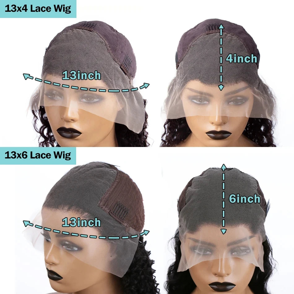 Loose Nature Wave Lace Front Human Hair Wigs Transparent 30 34 Inch 13x4 Deep Water Wave Lace Frontal Wig