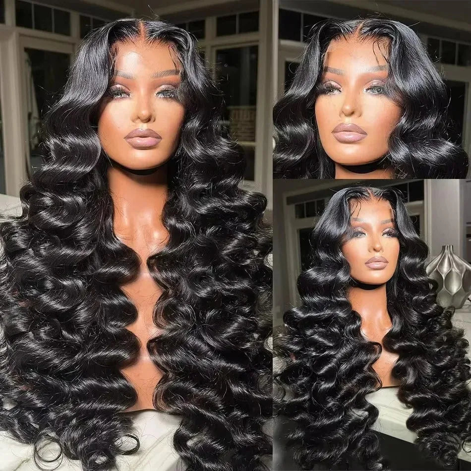 Loose Nature Wave Lace Front Human Hair Wigs Transparent 30 34 Inch 13x4 Deep Water Wave Lace Frontal Wig