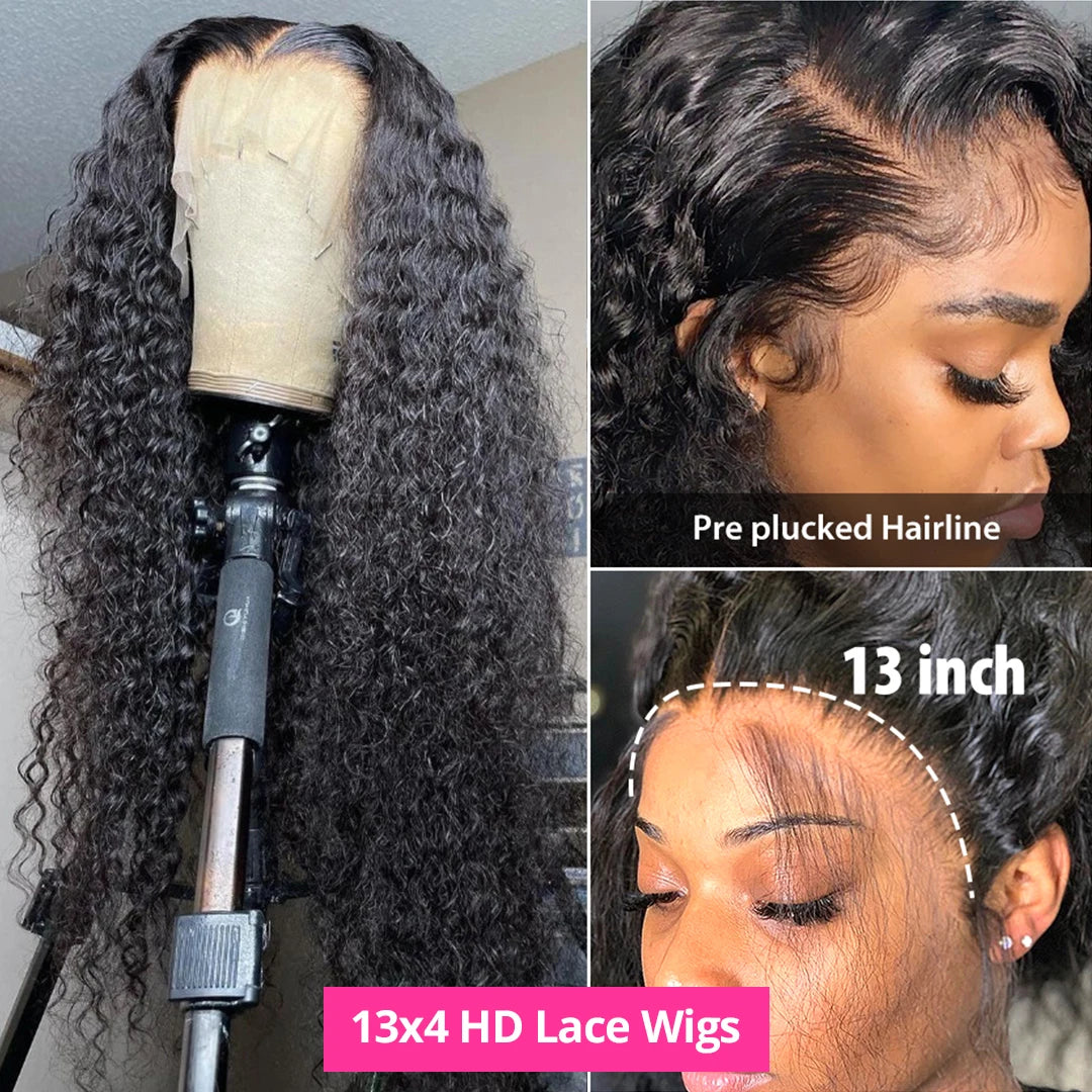 Brazilian Human Hair Wigs Deep Wave Lace Front Wigs