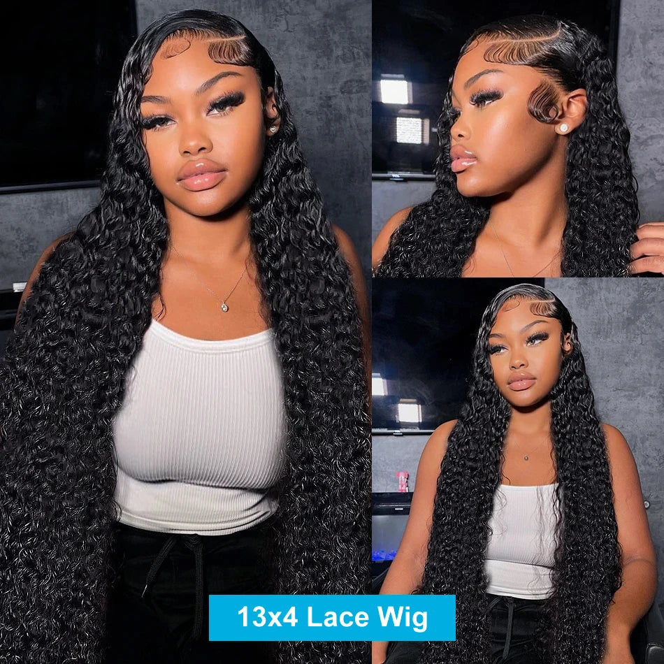 Deep Wave Lace Frontal Wig Transparent 13x4 Water Wave Lace Frontal Human Hair Wig