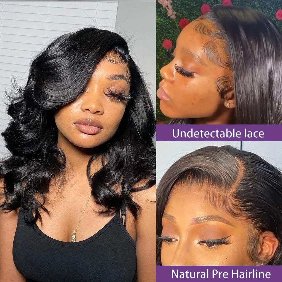 Loose Wave 4x4 Lace Closure Bob Wig Pre Plucked 180 Density Body Wave Short Bob Human Hair Wigs