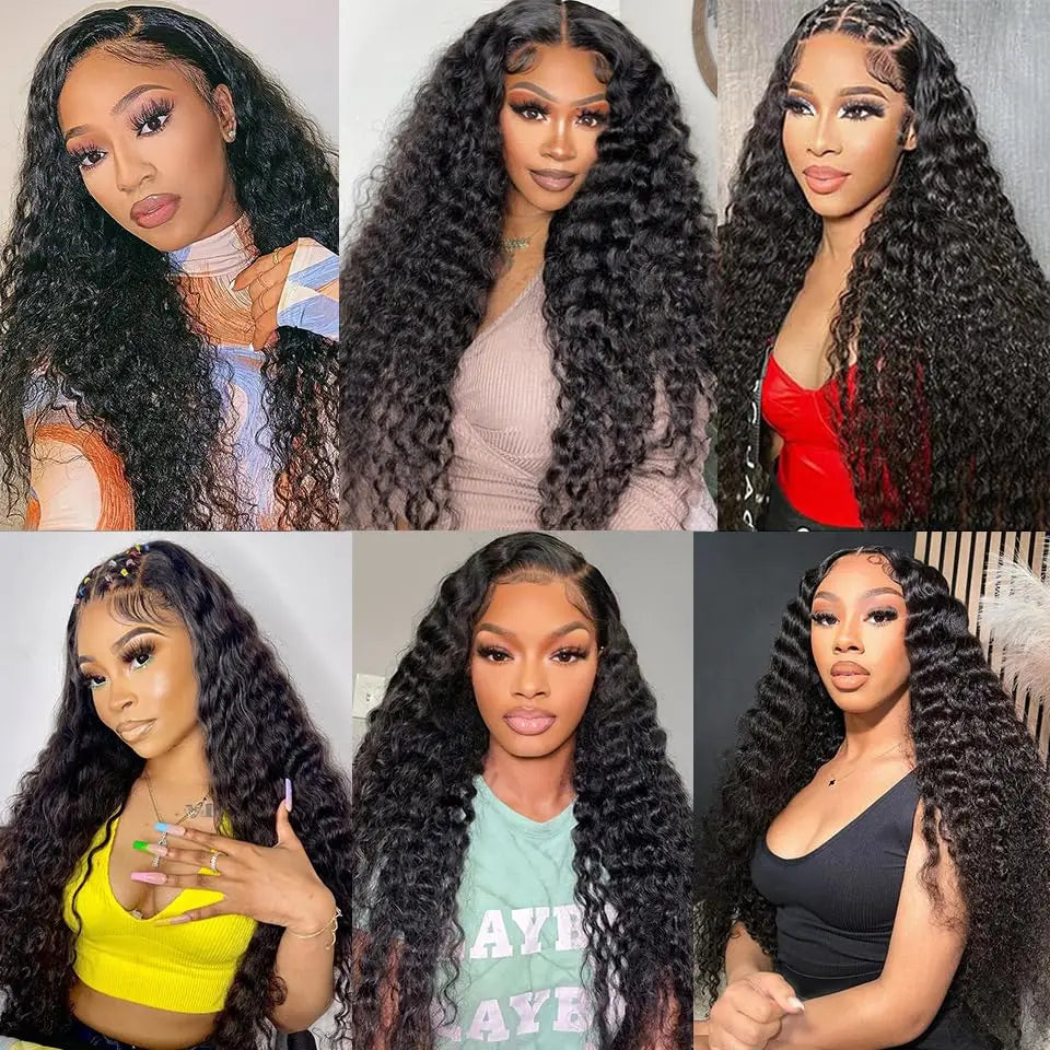 Deep Curly Human Hair Wigs 13x4 Transparent Lace Frontal Wig PrePlucked Wigs For Women Glueless Wig Pre Cut