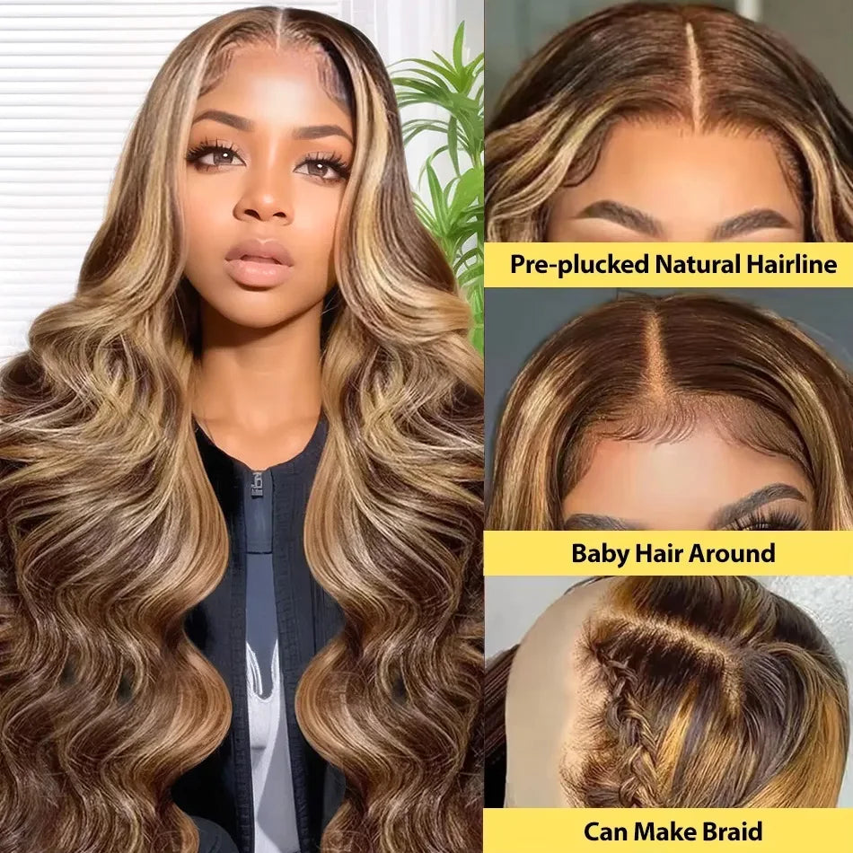 Hd Lace Frontal Wig Blonde 5x5 closure Body Wave 13x4 Front Human Hair Wigs