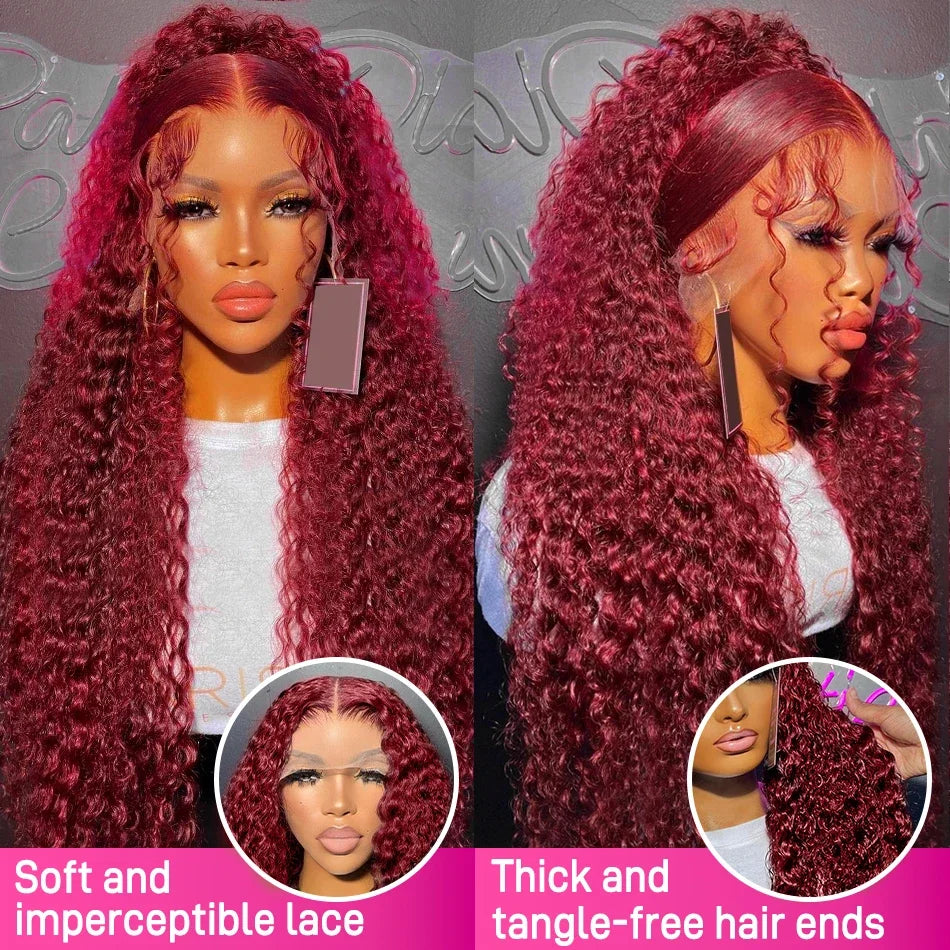 Deep Wave Frontal Wigs For Women 13x4 HD Transparent Curly Human Hair Wigs Pre Plucked