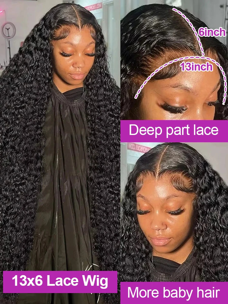 13x6 Water Wave Hd Lace Front Wig Pre Cut Lace PrePlucked 7x5 13x4 Wear Go Glueless Curly Human Hair Wigs