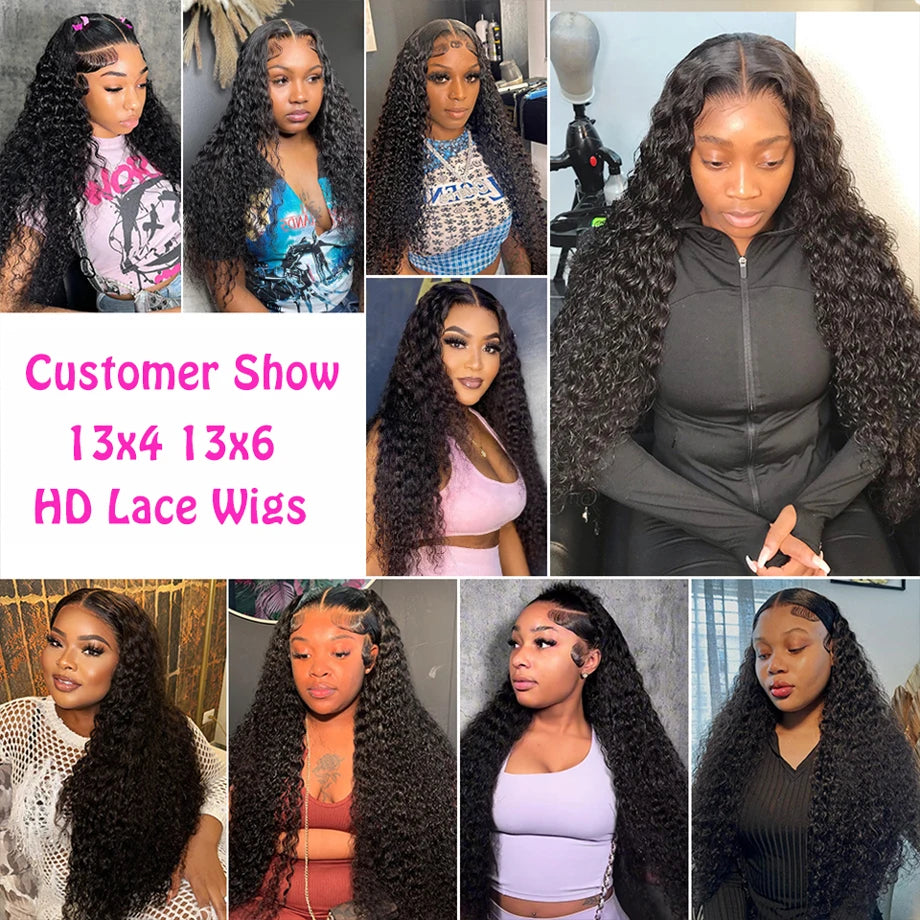 Deep Wave 13x6 HD Lace Frontal Wig 200% Transparent 13x4 Water Wave Lace Frontal Human Hair Wigs