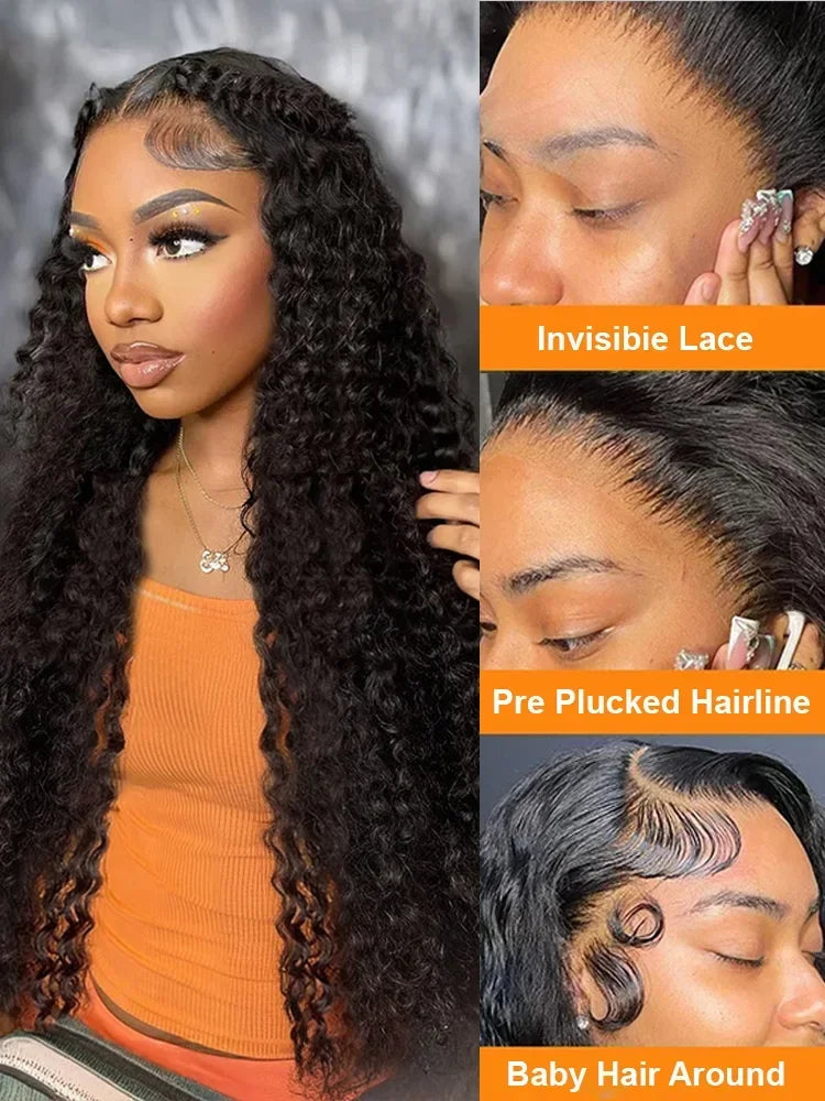 13x6 HD Deep Wave Lace Frontal Wigs 13x4 Water Wave Curly 100% Human Hair 5x5 Glueless Lace Front Wig