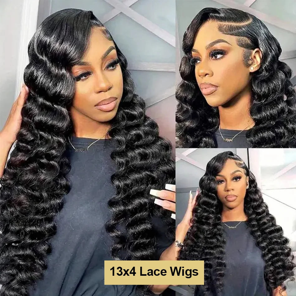 Loose Deep Wave 13x6 HD Transparent Lace Frontal Human Hair Wig