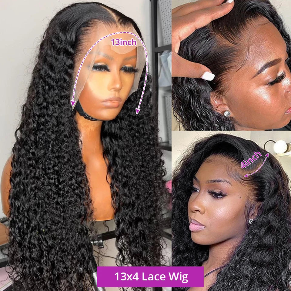 Deep Wave 13x6 HD Lace Front Human Hair Wig Loose Water Curly 13x4 Lace Frontal Wig