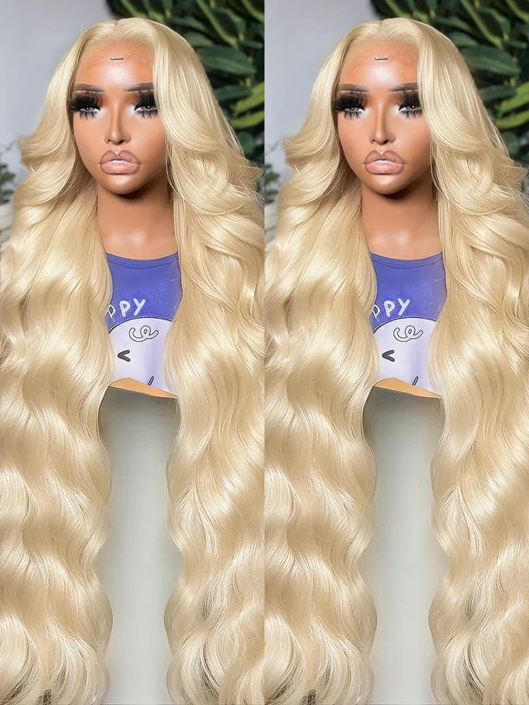 250 Density Body Wave HD Transparent 613 Honey Blonde 30 40 Inch 13x6 Lace Front Wig