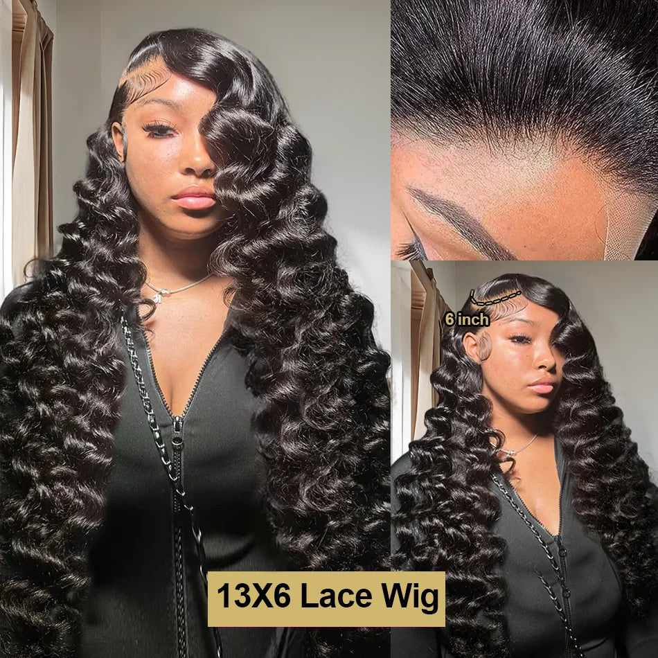 Loose Deep Wave 13x6 HD Transparent Lace Frontal Human Hair Wig